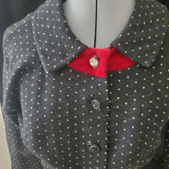 Vintage polka dot retro button down wool dress - Picture 5 of 5